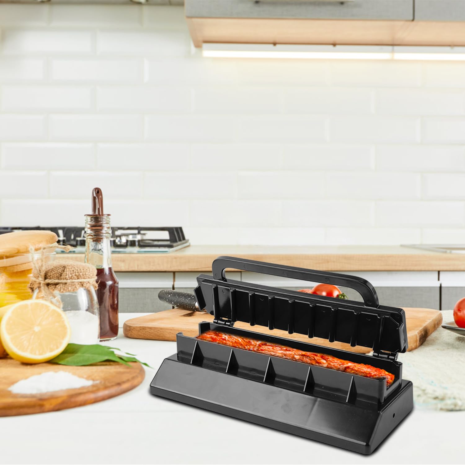 Macchina Kebab, Macchina Kebab plastica Pressa Kebab Spiedini per Barbecue Riutilizzabile Facile Kebab Maker Strumento Griglia per Barbecue All'Aperto Festa Turca Kebab BBQ Gadget (Nero)