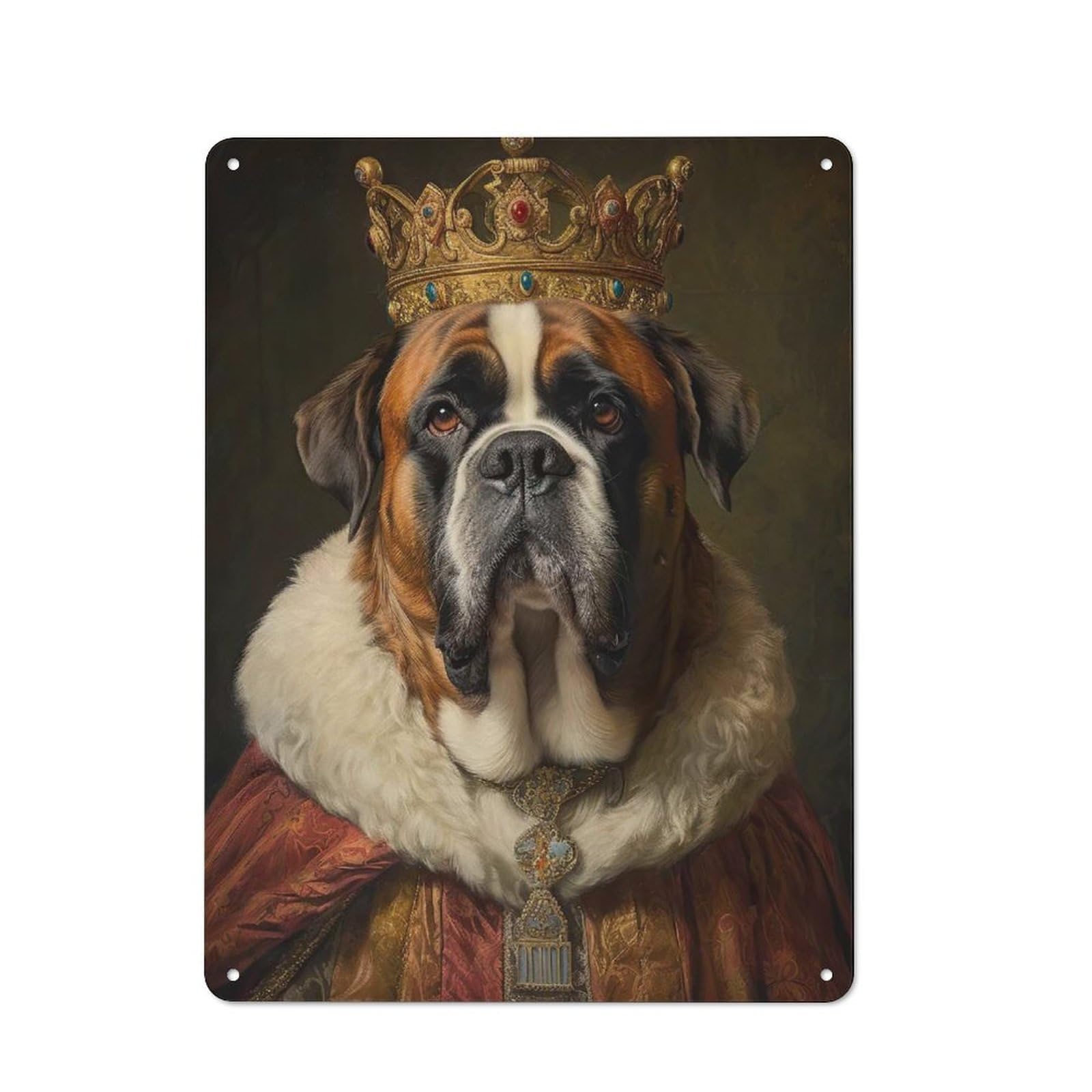 Classic Metal Plaque 40x30cm Featuring Saint Bernard The King, Bistro Wall Plaque for Kitchen, Cafe, Pantry Or Dining Room