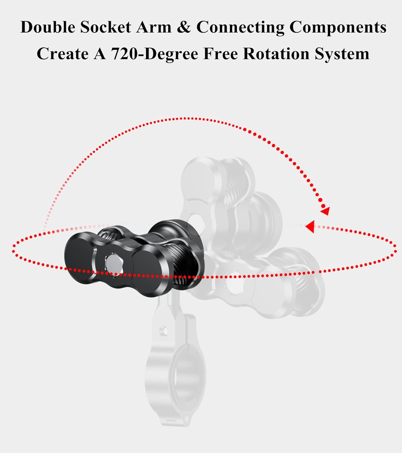BRCOVAN Anti-Theft Aluminum Alloy Double Socket Arm Compatible with RAM Mounts B Size 1'' Ball Mounting Base & Bike Motorcycle Phone Holder (Short Arm) - Image 6