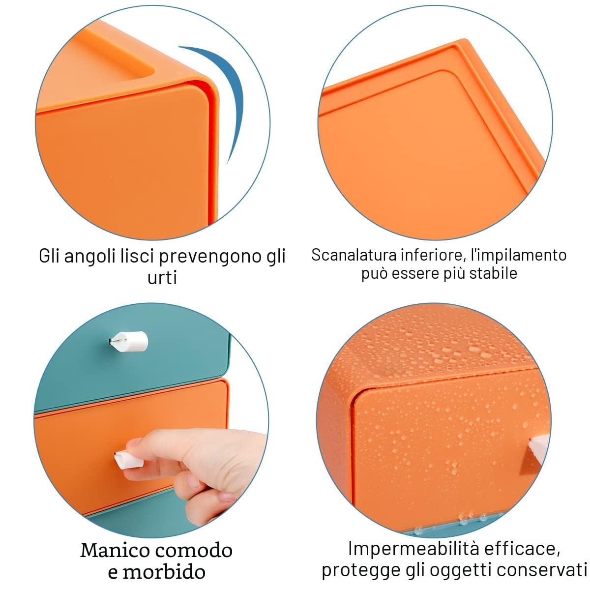 4PCS Cassetti Plastica Impilabili, TIE-DailyNec Cassettiera Plastica, Scatole Impilabili, Cassettiera da Scrivania, Organizer Trucchi per L'ufficio, Toeletta, Bagno, Scrivania (Blu e Verde)
