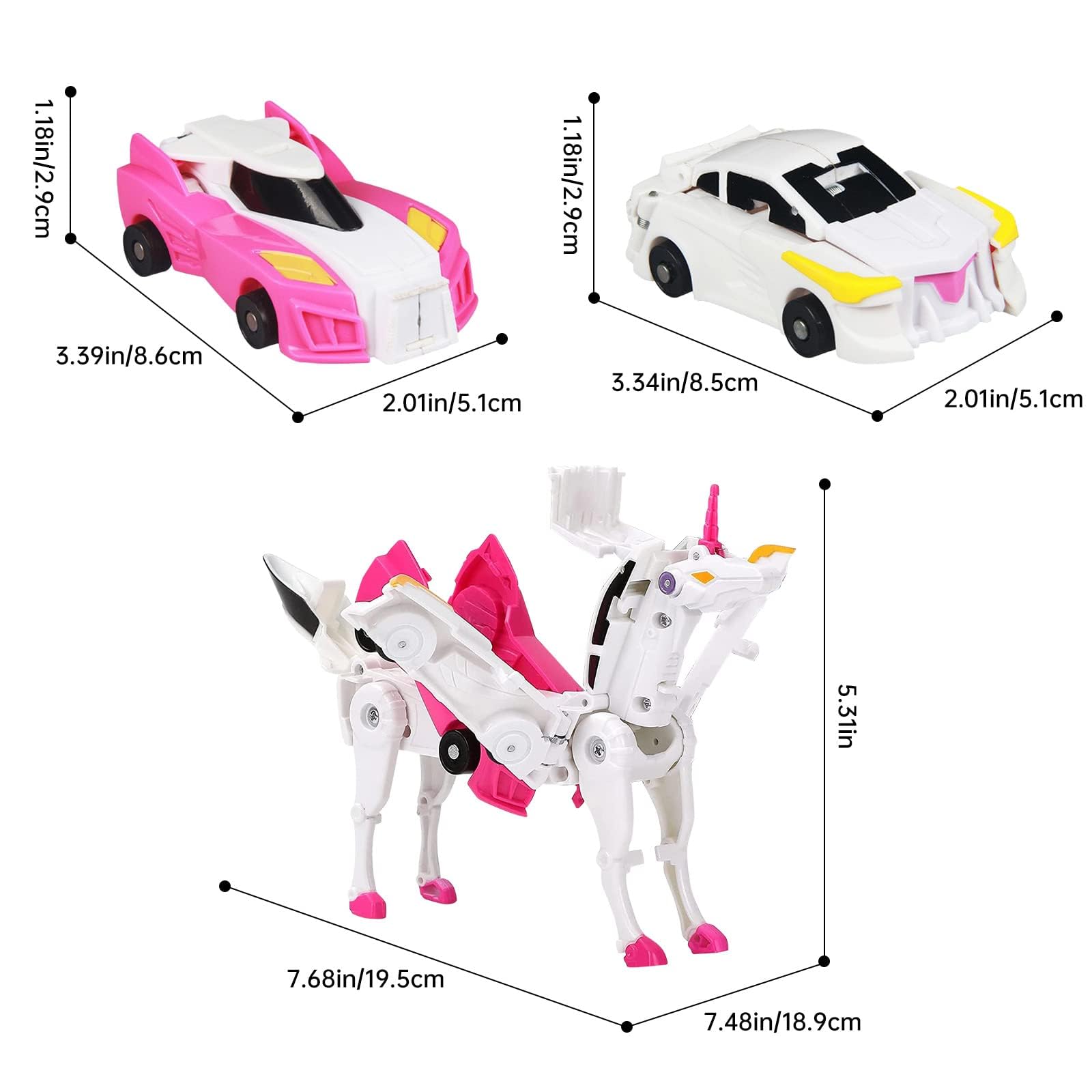 Goorder Coche Unicornio Transformable – Deformación Automática Por Conexiones Magnéticas, Juguete Educativo Para Niños 3-8 Años