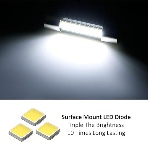 Miniatura 9 de iJDMTOY 4 bombillas de repuesto extremadamente brillantes 9-SMD 6614 de 1.142 in compatibles con automóvil, SUV, camión, visor, luces de espejo de