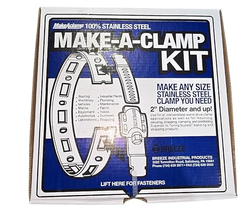 Generic Breeze Make-A-Clamp Kit 4002, Stainless Steel Hose Clamp System. Kit Contains 50FT Band, 10 Fasteners and 5 Splices.
