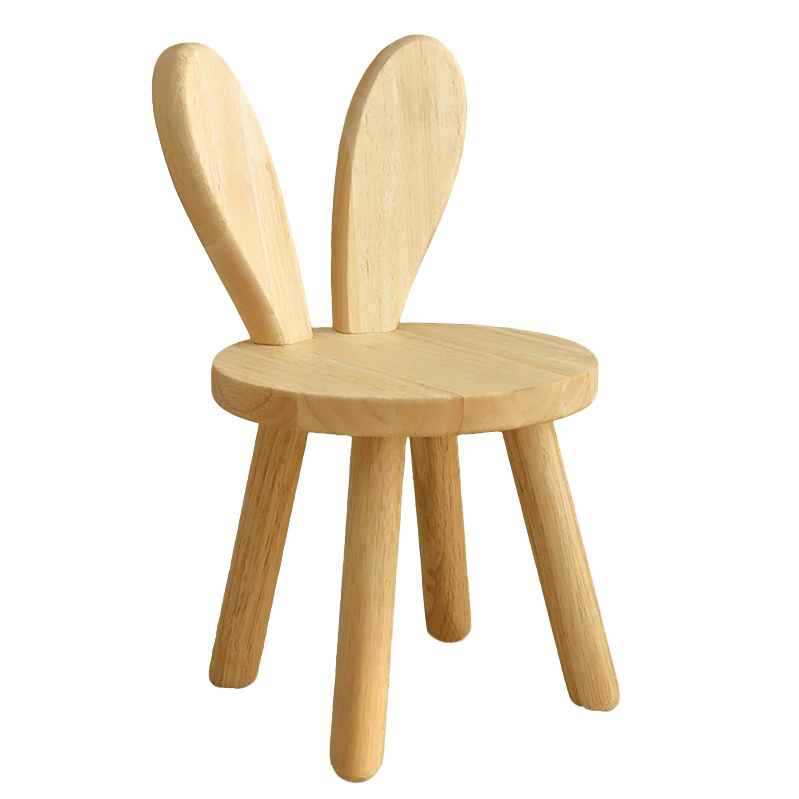 Kinderstuhl Holz mit Hasenohren, Massivholz Kinderstuhl ab 3–6 Jahren, 25 cm Sitzhöhe, rutschfest & stabil, niedlicher Stuhl für Kleinkinder & Vorschulkinder im Kinderzimmer