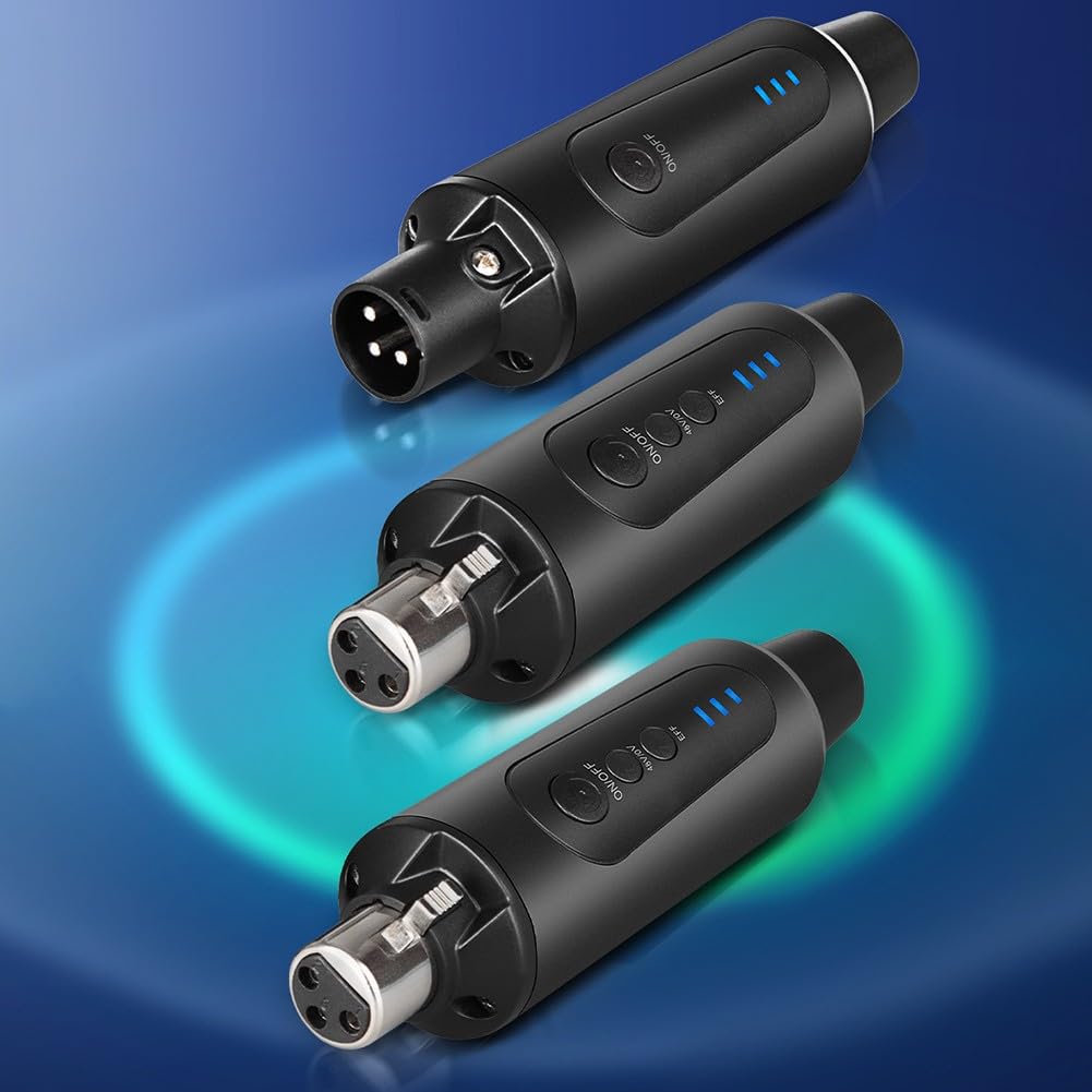 ZYWUOY Kabelloses XLR-Mikrofonsystem, aufsteckbarer Sender und Empfänger mit 48 V Phantomspeisung, tragbares ABS-Audio-Kit für Live-Auftritte und Aufnahme
