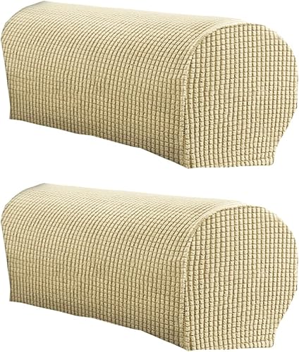 Miniatura 21 de LINGXIYA Juego de 2 fundas elásticas para reposabrazos de felpa suave y elástica, de elastano para sillas/sofás, fundas protectoras para muebles
