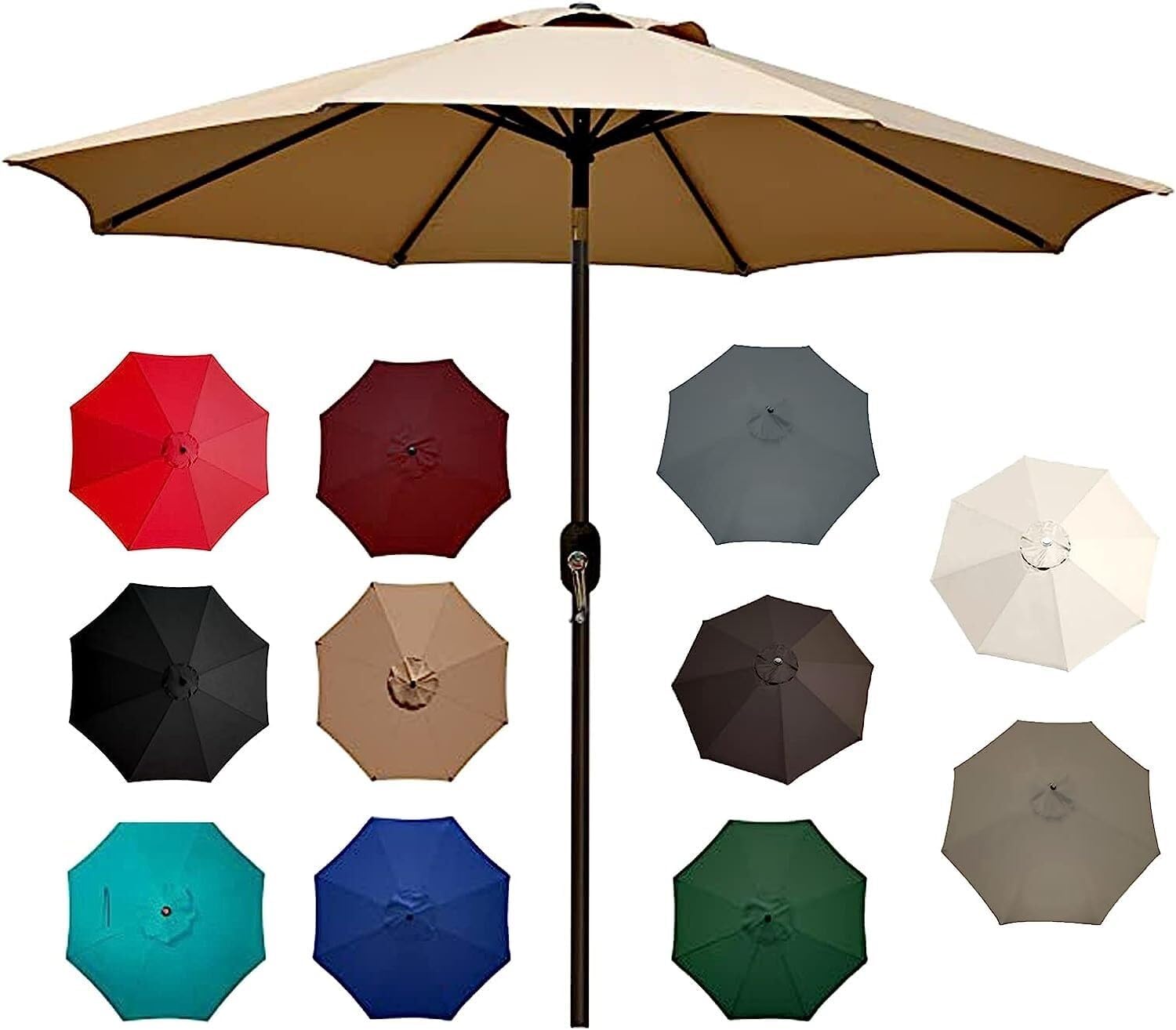 Umbrella Canopy Replacement 8 Ribs/6 Ribs, Patio Umbrella Cover Canopy Replacement Top, Fade Resistant Tear Resistant Outdoor Table Market Umbrella Canopy For Lawn ( Color : A , Size : (10Ft)3.0m/6rib