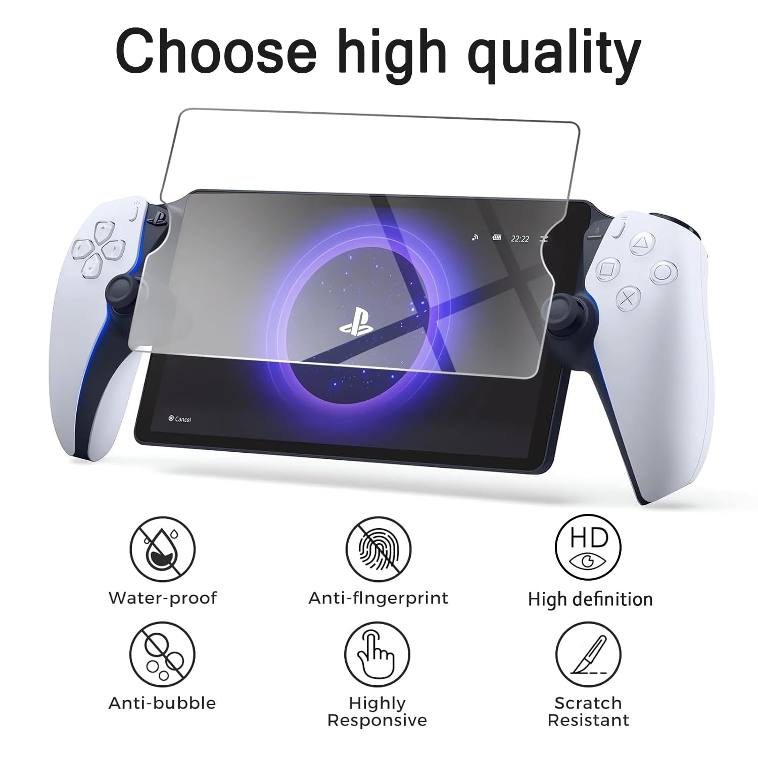 IBETEK 3 Protector de Pantalla Vidrio Templado para Sony PS5 PlayStation Portal, Dureza 9H, Resistente a Arañazos y Huellas Dactilares - 5
