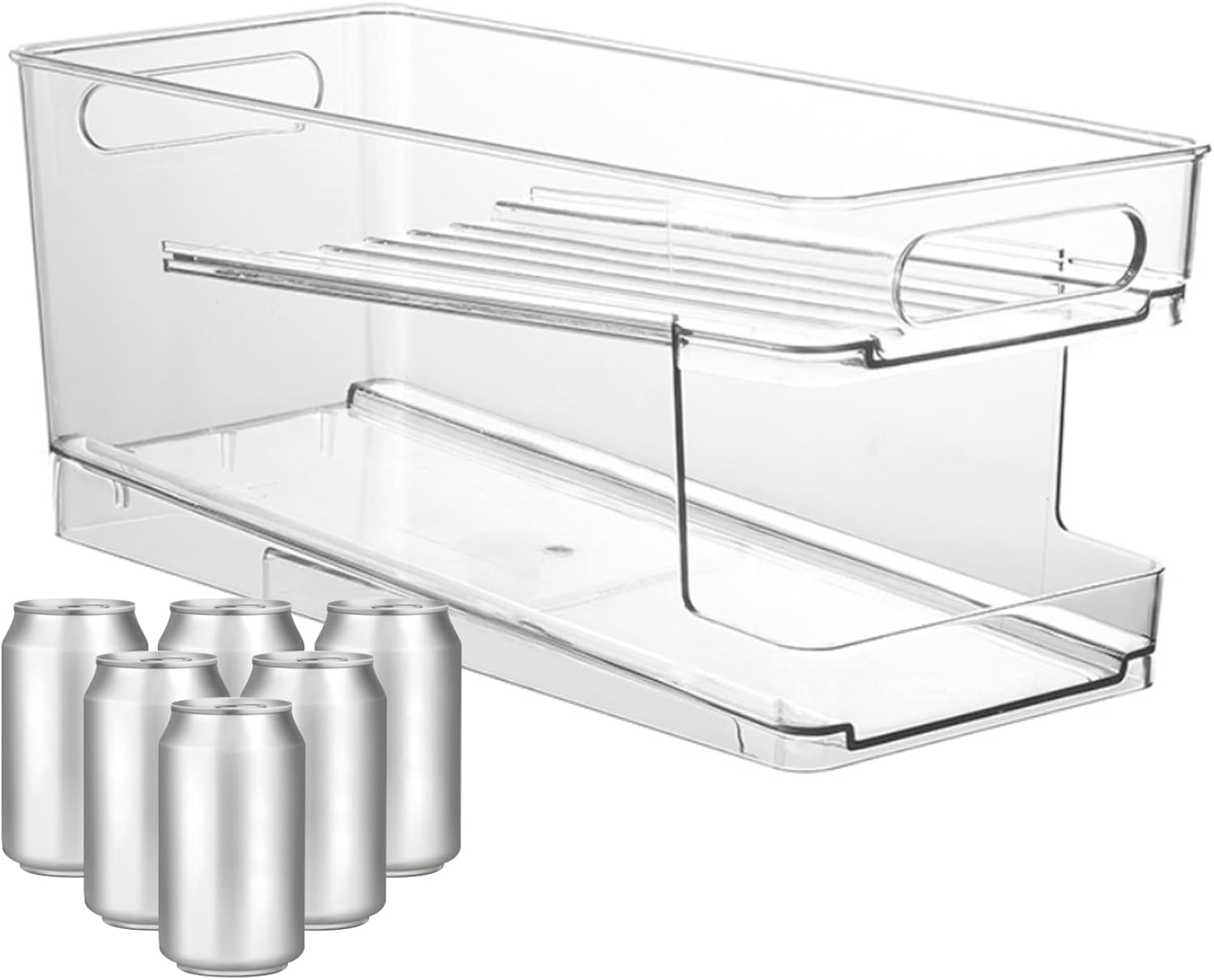 Soda Can Dispenser Refrigerator Can Drink Holder 2 Tier Rolling Drink