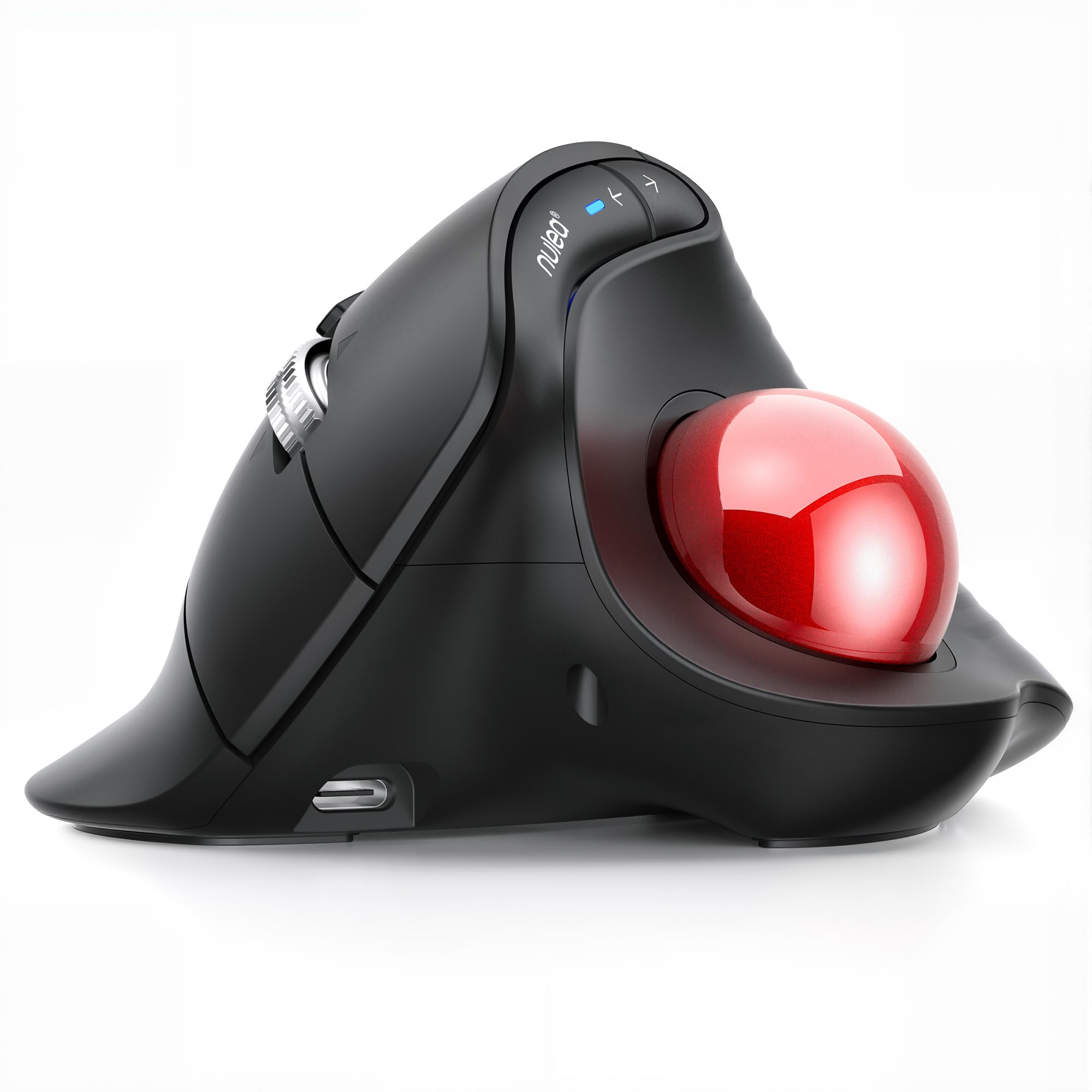 Nulea M514 Wireless Trackball Mouse, Rechargeable Ergonomic, Easy Thumb Control, Precise & Smooth Tracking, 3 Device Connection (Bluetooth or USB Receiver), Compatible for PC, Laptop, Mac(red)