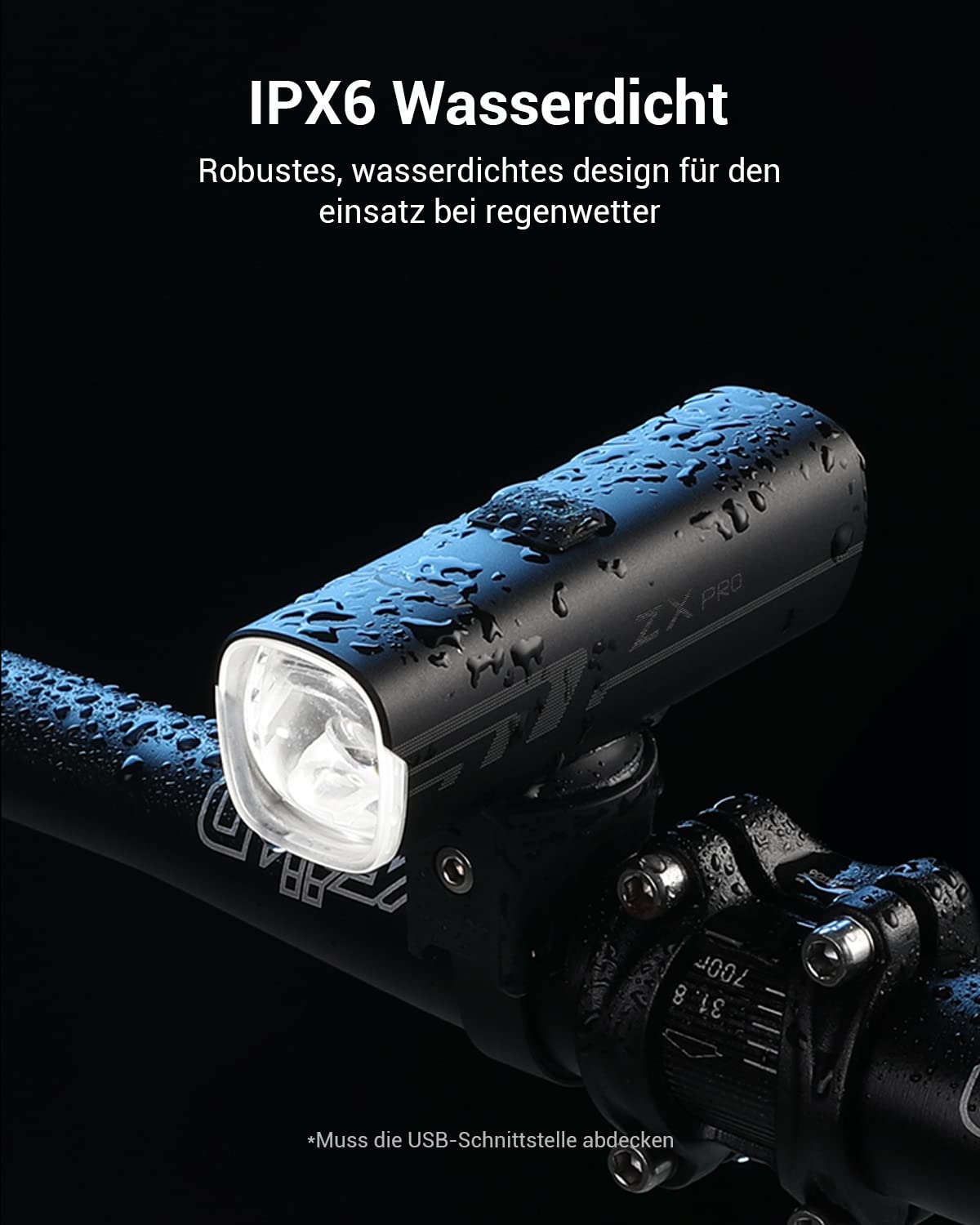 MagicShine ZX Pro Fahrradlicht 100 Lux, StVZO Zugelassen mit 3 Leuchtmodi LED Fahrradbeleuchtung, IPX6 Wasserdicht Fahrradlicht USB Aufladbar Fahrradlampe Frontlicht, Gut für Fahrrad Pendeln