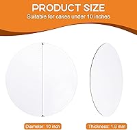 Vista 2 de Paquete de 40 tableros redondos para pasteles de 10 pulgadas, tableros de pastel blancos, base redonda de cartón de grado alimenticio para mostrar