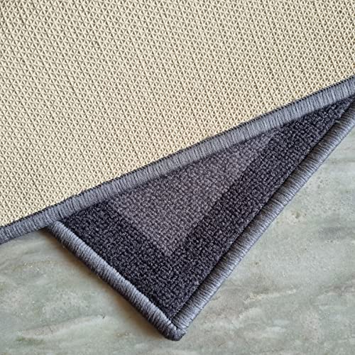 Image of Matz&More Anti Slip Runner, Floor Mat Combo (50x120cm + 40x60cm), Carpet for Kitchen, Room, Hall, Bathroom, Bed Side, Geometric Grey