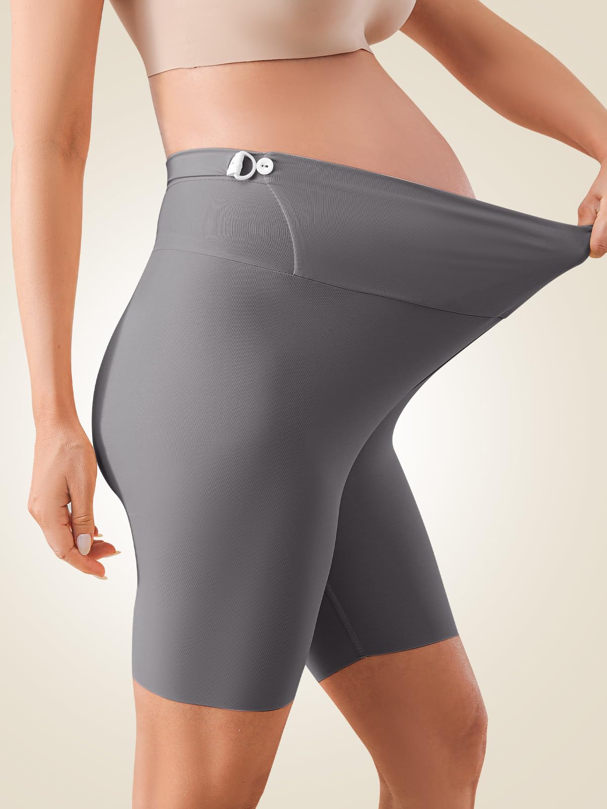 Maternidad Pantalones Cortos,Leggings Premamá Cortos Embarazo,Ajustable Ropa Premamá Verano Mujer,Premamá Leggins Pantalones sobre el Vientre,Cintura Alta para hogar,Yoga,Deporte Gris S