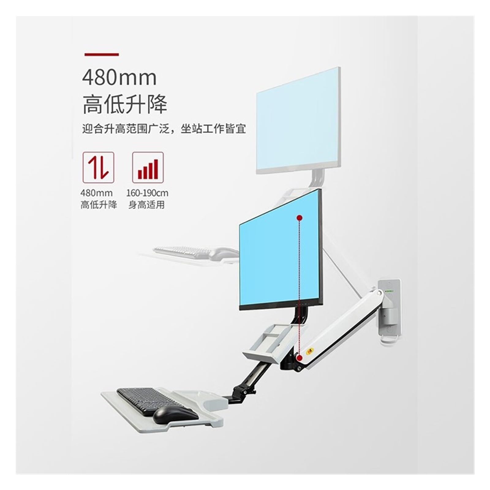 Attrezzatura Industriale montata a Parete con Staffa for Monitor da banco a Doppio Uso D32 Adatta for 19-27 Pollici