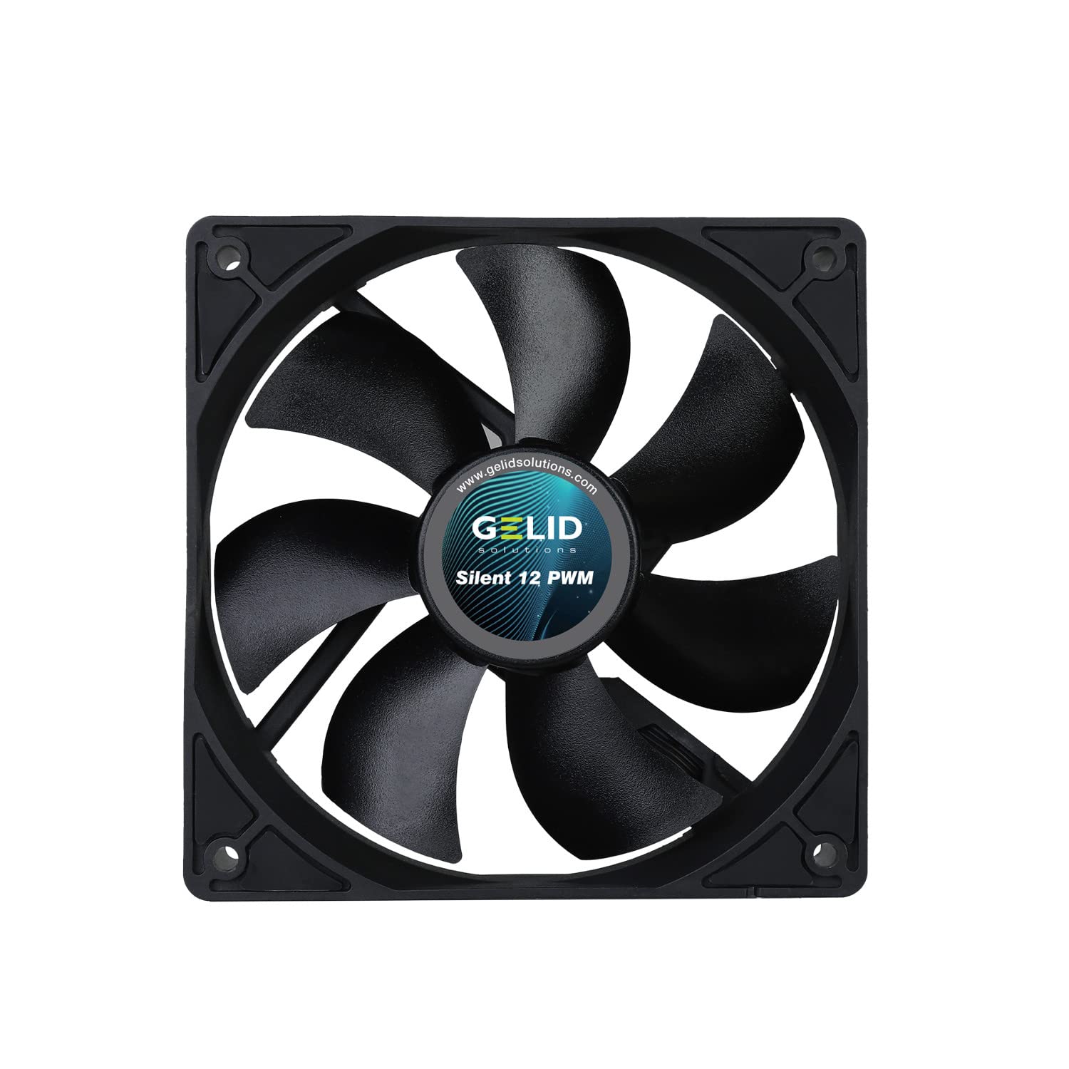 Gelid Solutions Silent 12 PWM Black Ventilateur 120 mm CFM 54.9 Max dBA 32.1 Voltage (V) 12 Connecteur 3 broches RPM 1200 120 x 120 x 25 mm Noir