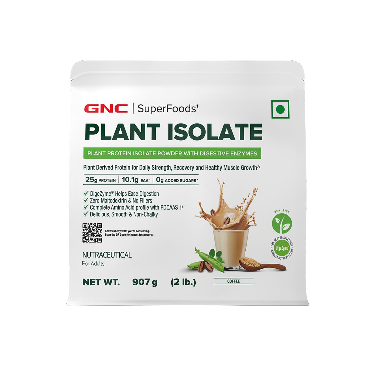GNC Plant Protein Isolate Powder | 25g Protein Complete Amino Acid Profile with PDCAAS 1 Score | DigeZyme® Enzymes | Vegan, Soy-Free, Lactose-Free, Gluten-Free | No Added Sugar | Easy Digestion, Delicious & Non-Chalky | Coffee, 2lbs — Amazon image 7