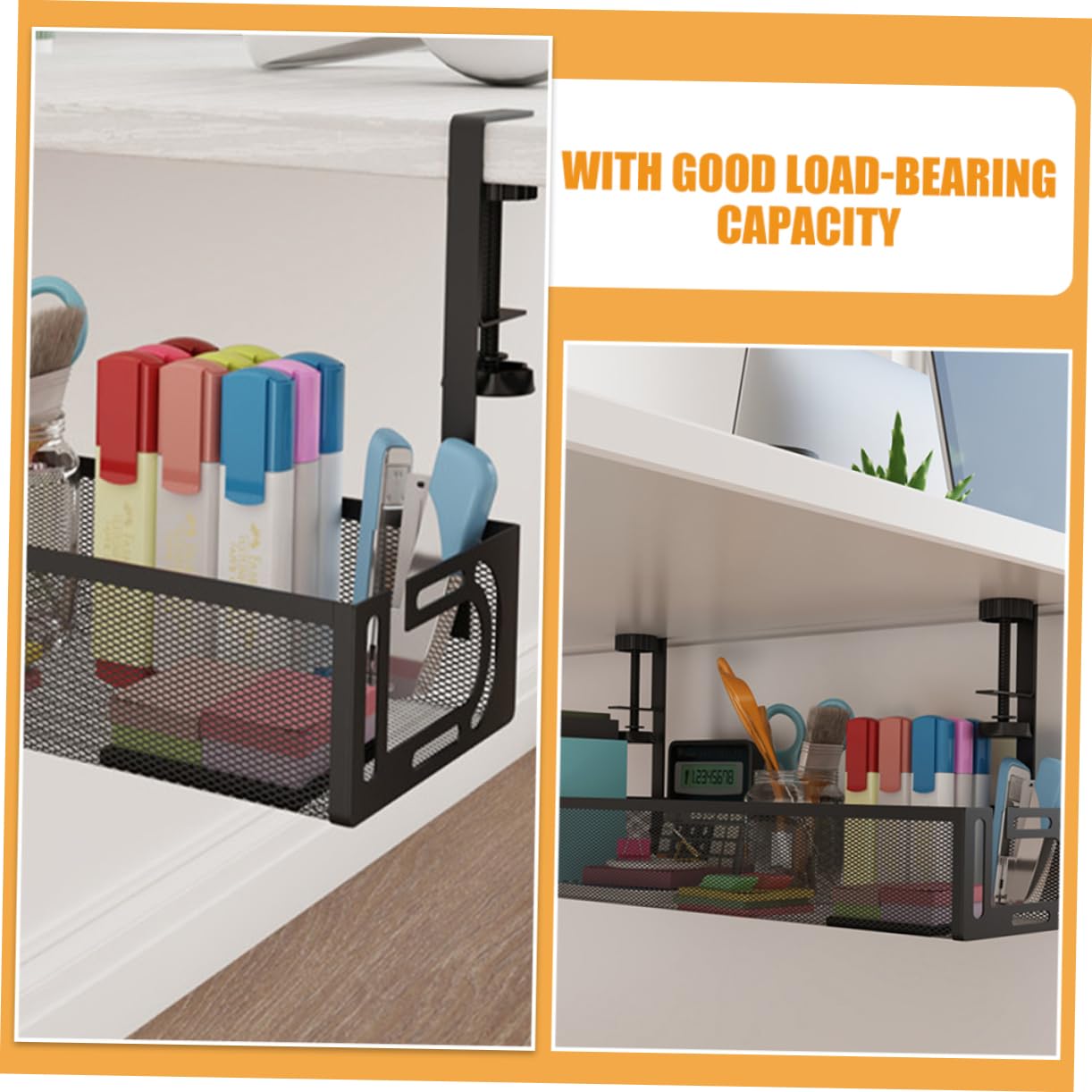 Organizzatore Cavi Elettrici da Scrivania Sotto Tavolo in Ferro Nero | Gestione Cavi, Rack per Cavi di Ricarica, Adatto a Desk e Room, Peso Leggero e Buona Portata