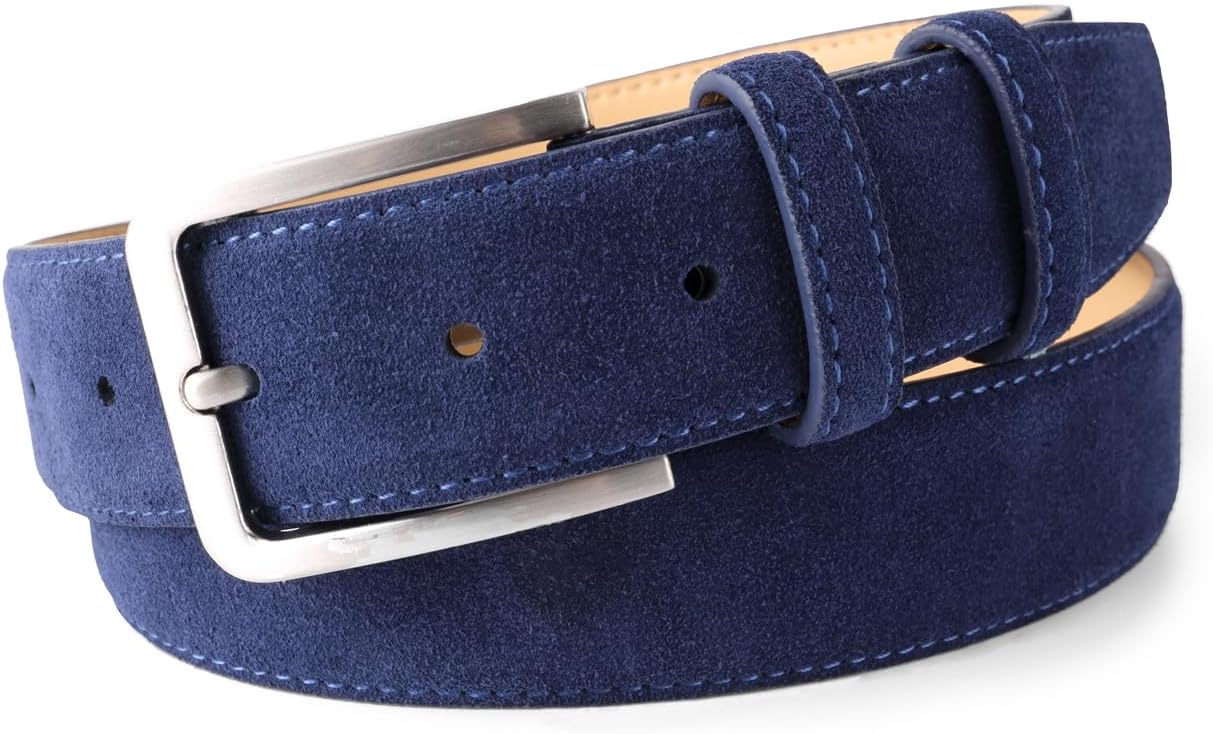 Men's Belt Casual Genuine Leather Suede Belts for Men 1 3/8" Wide Elegant Golf Dress Belt - Image 2