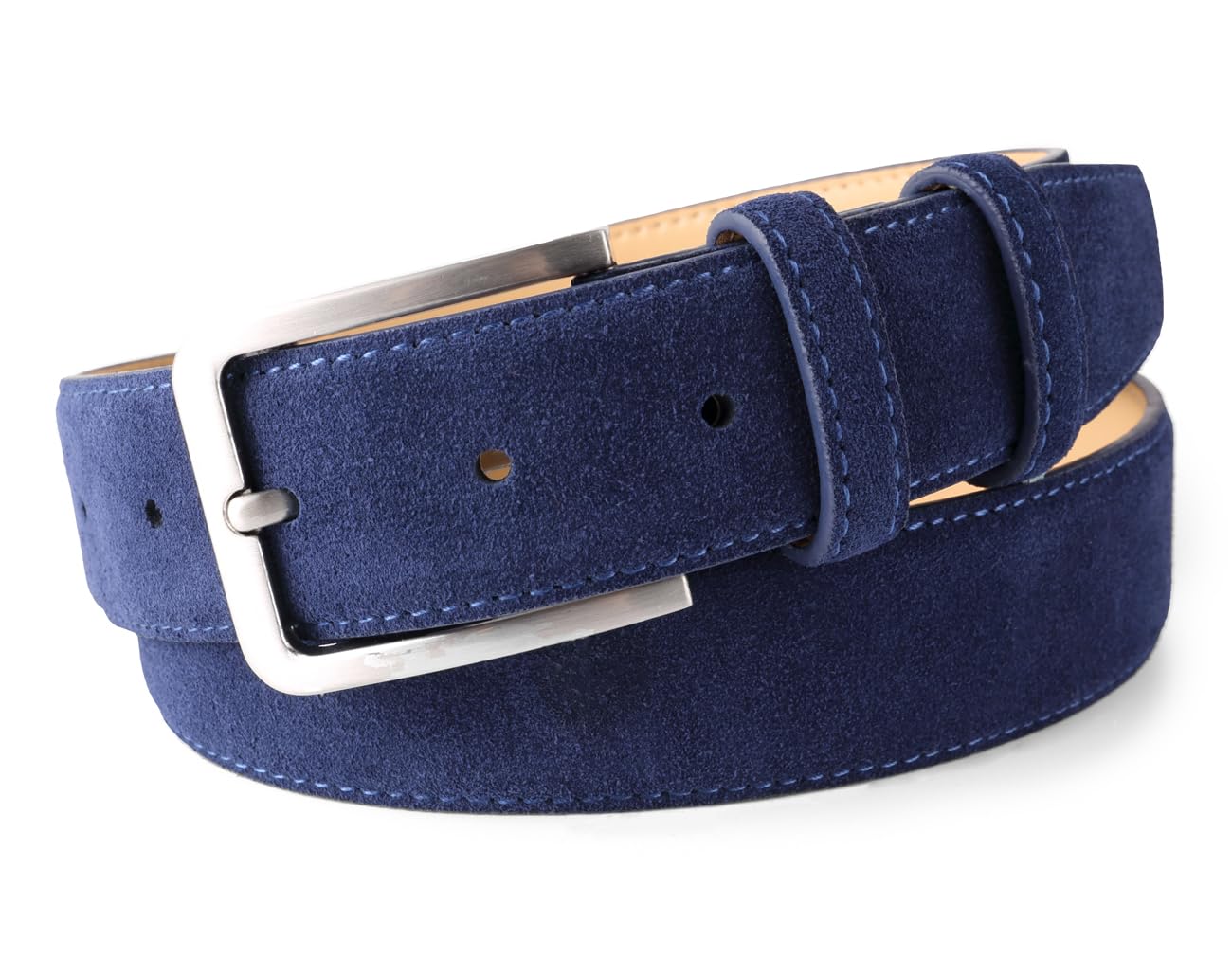 Cinturón casual de piel auténtica de ante para hombre, 1 3/8 pulgadas de ancho, elegante cinturón de golf