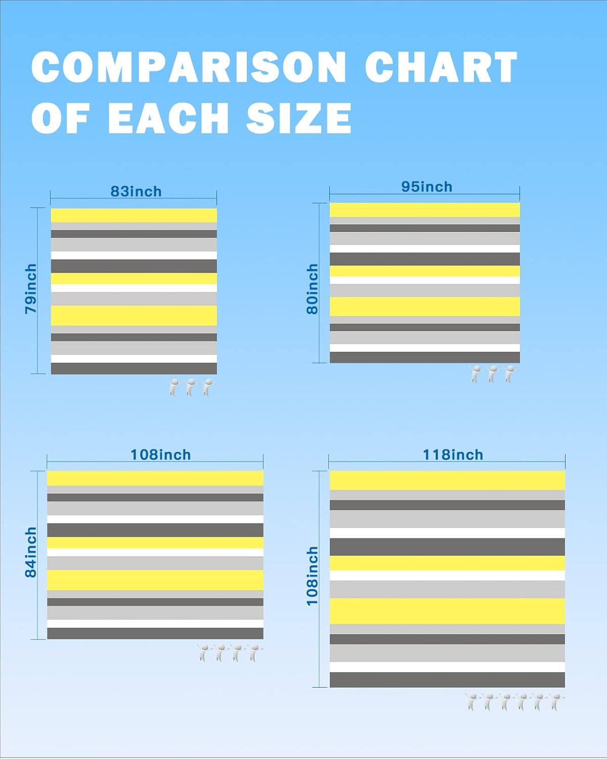 Horizontal Striped Beach Blanket Waterproof Sandproof Outdoor Picnic Mat 95"x80" Yellow Grey White Lightweight Large Beaach Blankets with 4 Stake & 4 Corner Pockets