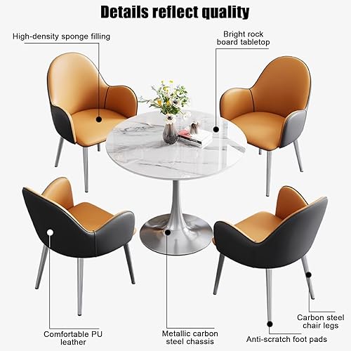 Miniatura 3 de YVYKFZD Juego de mesa de comedor de cocina de 5 piezas, juego de mesa y silla de oficina, sala de recepción, mesa de conferencias redonda simple,