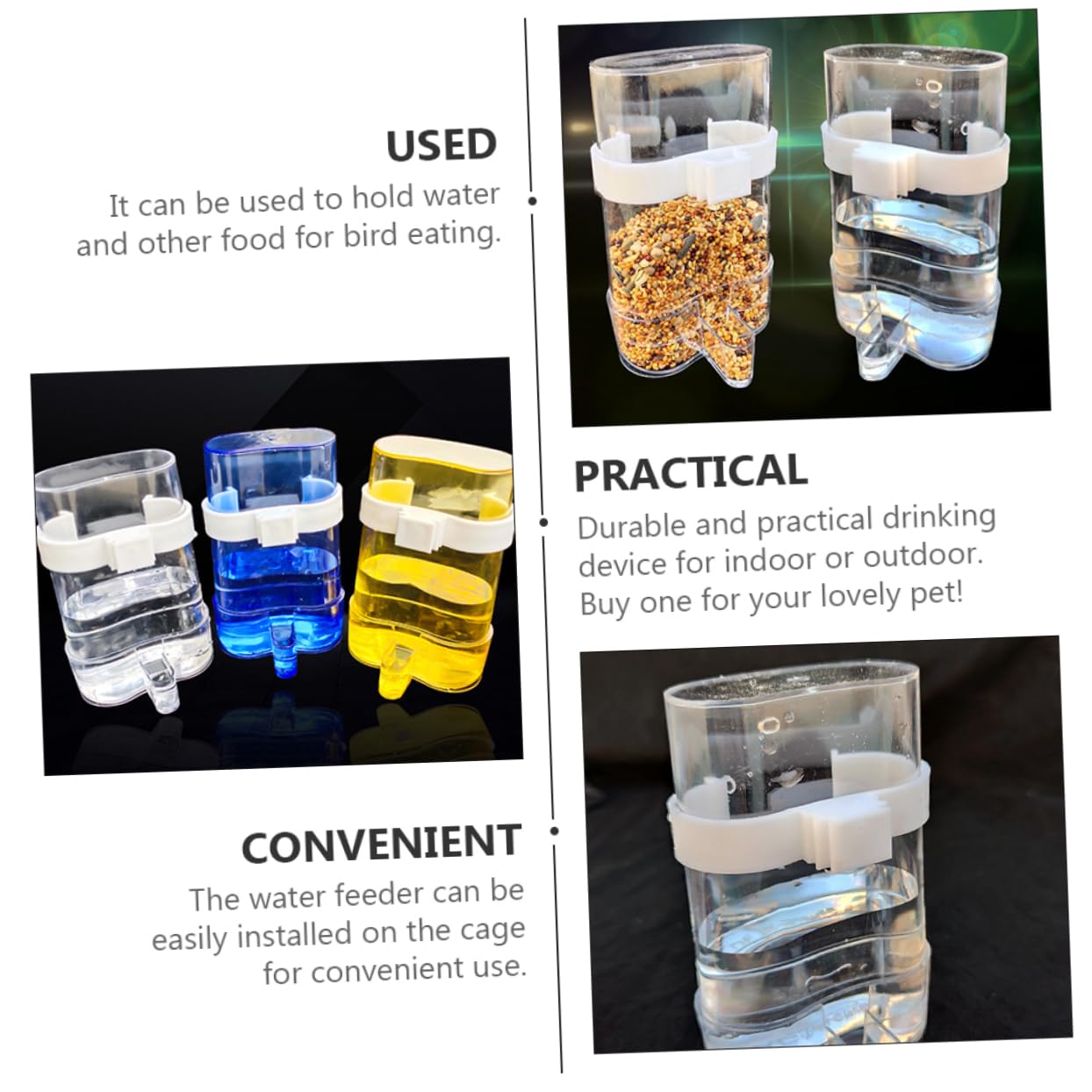 Toyvian Abbeveratoio e Mangiatoia Automatica per Pappagalli e Uccelli Domestici in Plastica Blu, 12pezzi Funzione di Distribuzione Pratica