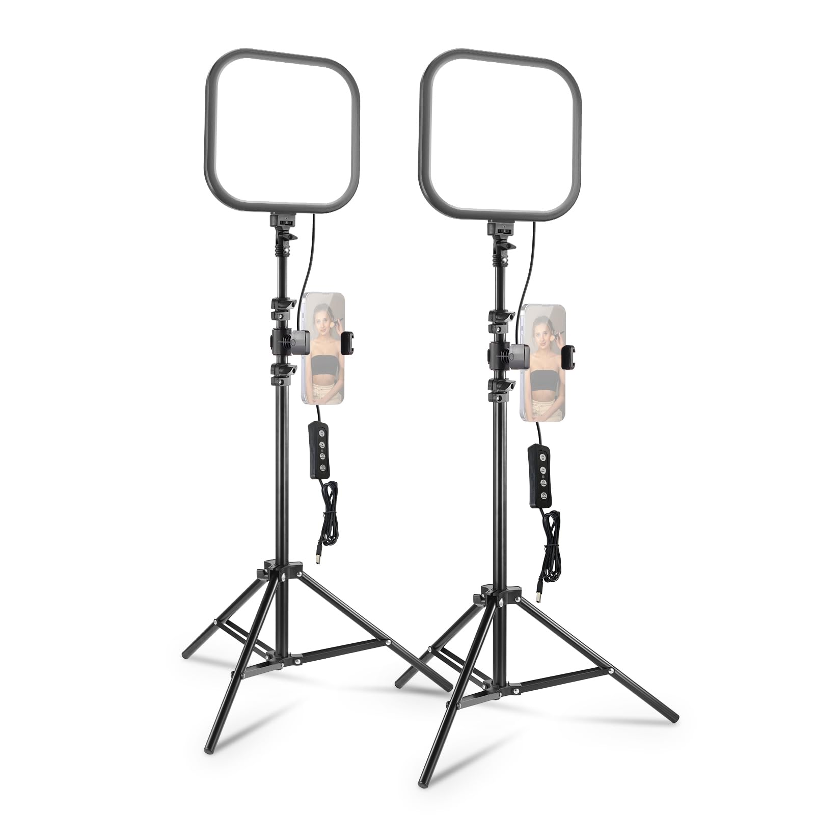 NEEWER Videolicht LED Panel Light, 2er Pack, 15W 10,8" Fotolicht Beleuchtungsset mit 63" Stativ/Handyhalterung, Edge Lit Bi Color dimmbares Studiolicht 816Lux CRI95+ für Fotografie Film Streaming L220