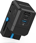 Pocket-Sized International Power Adapter, BEONDON 5-in-1 European Travel Plug with Dual USB-C (25W PD + 15W) & USB-A, 2 Polarized US AC Outlets for Europe UK AU IT JP | Power up to 5 devices at once with 2 AC outlets and 3 USB ports.Ideal for phones,