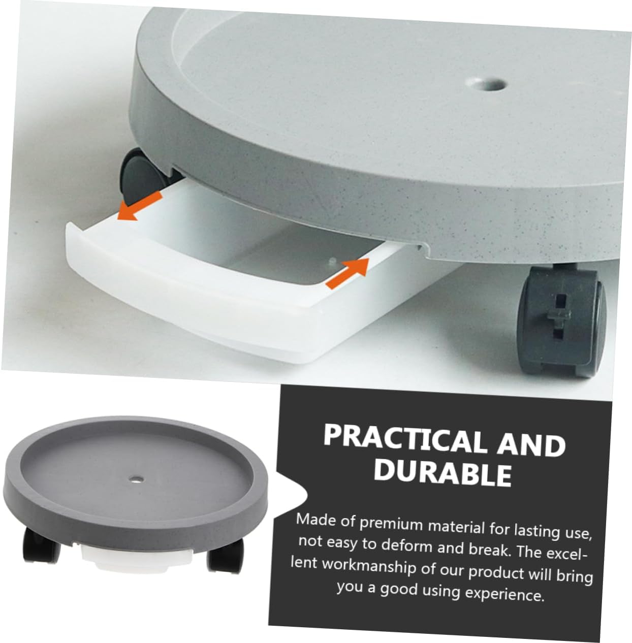 BESPORTBLE Movable Flowerpot Tray with Water Catcher Gardening Pot Base for Potted Plants Plant Saucer for Use Lightweight and Easy to Clean Grey Color