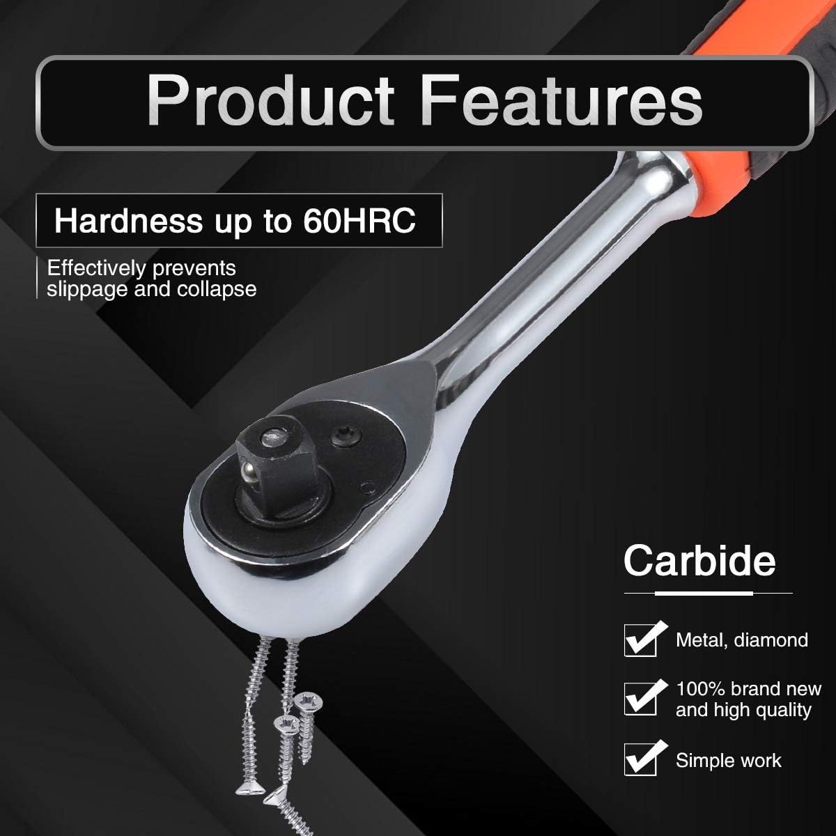 KATUR 12Pcs 3/8 Inch Metric Drive Sockets Set, Quick Release Reversible Ratchet Handle, Swappable Spanners Sockets with Hanging Rack (3/8 Inch Wrench 195mm Length)