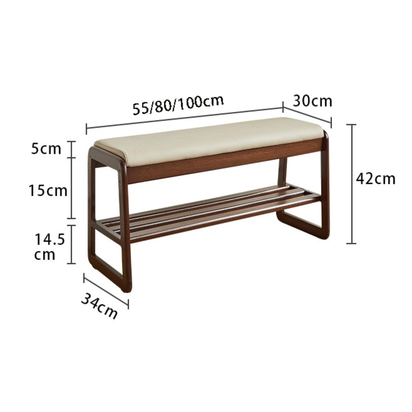 JSLJJBD Panca Portascarpe Con Seduta Imbottita E Ripiano - Sgabello Cambiascarpe A Doppio Strato Ingresso - Sedile Sfoderabile E Lavabile In Legno 40x29x42 Cm - 2