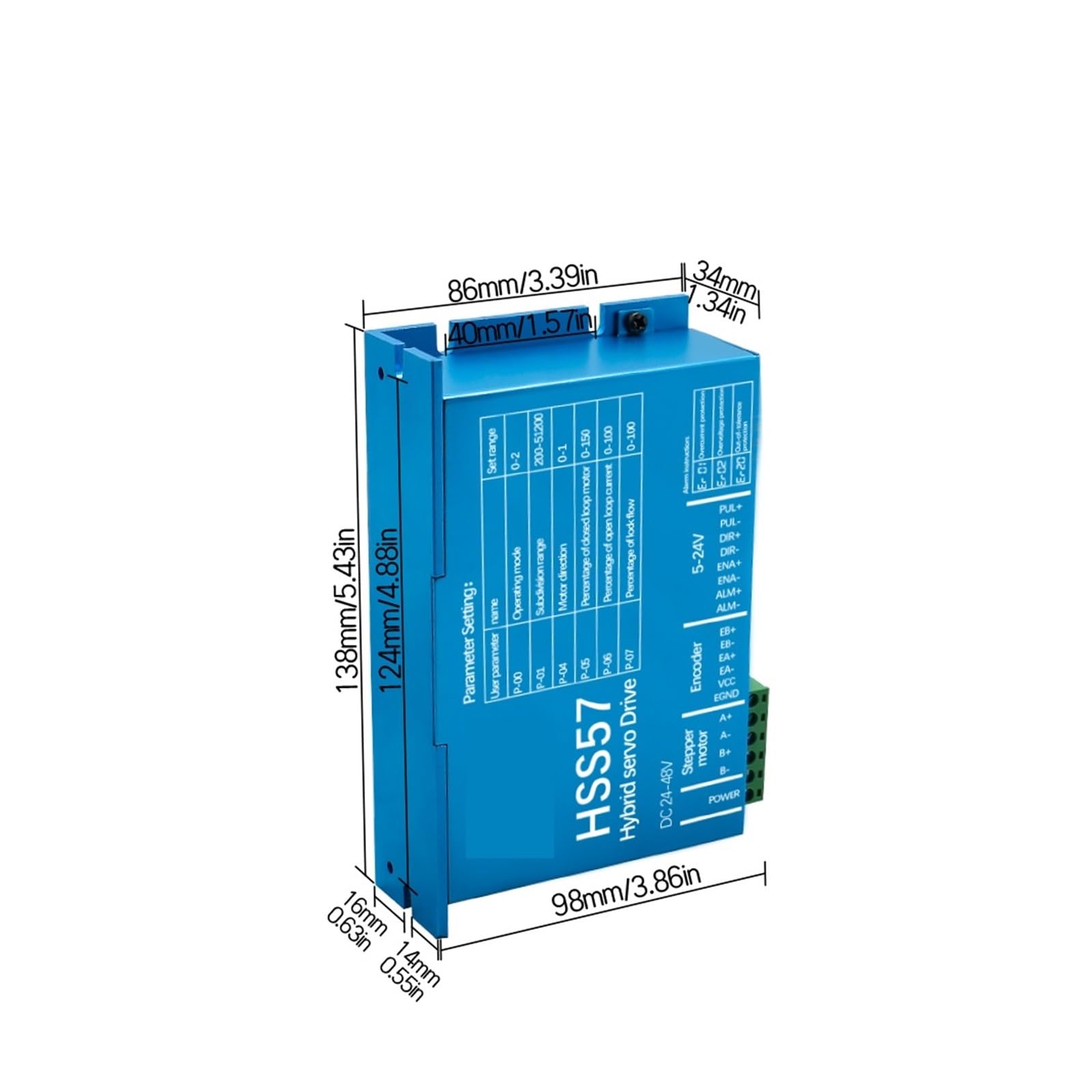 Sterownik serwomechanizmu hybrydowego HSS57 z wyświetlaczem cyfrowym AC20-80V lub DC 24-50V 0-200kHz 6,0A do sterownika CNC silnika Nema23 Nema24 z zamkniętą pętlą Lucky