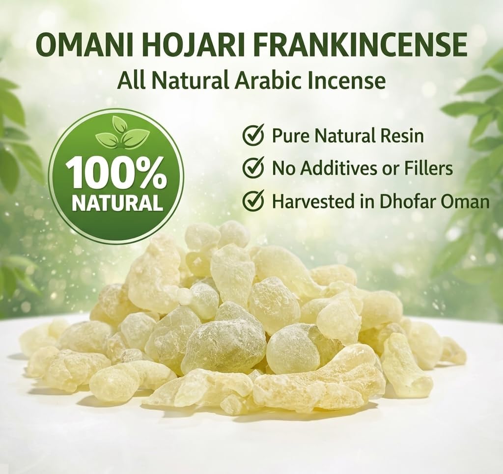 Green Hojari Frankincense Resin - Omani Boswellia Sacra Luban - Premium 100% Natural Luban from Salalah Dhofar Oman 1 oz - ZaforaSouq