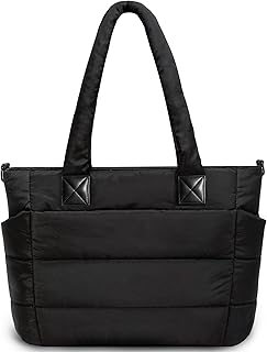 GASSDA Tote Bag for Women Puffer Tote Bag Large Nurse Bags Shoulder Handbag with Zipper for Work Travel Global Recycled Standard Global Recycled Standard Global Recycled Standard