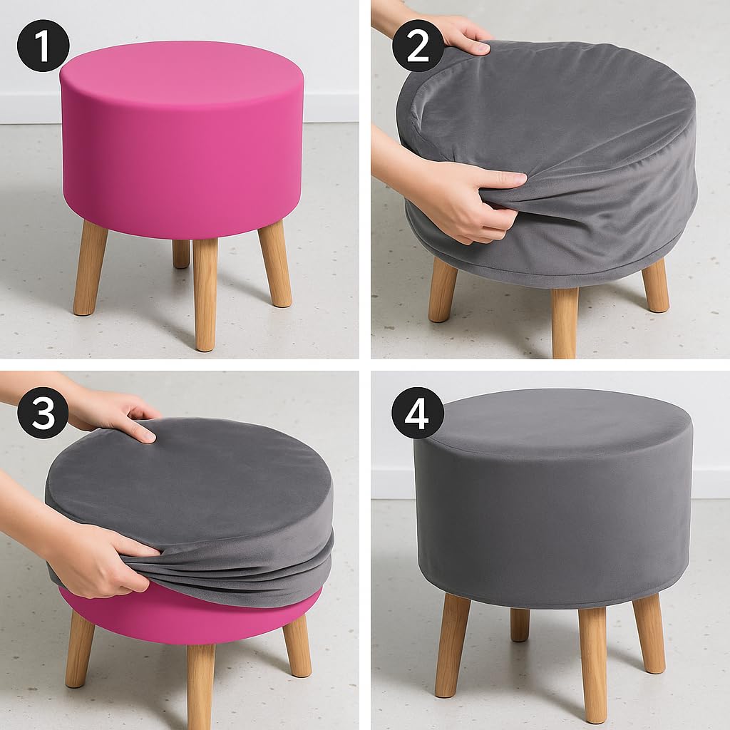 Velvet Ottoman Cover - Protect & Refresh Your Stool -4