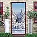 GSKBDQ Poster per Porte 3D Scena di Neve, Pino, Cielo Blu Adesivo per Porta 95X215Cm Autoadesivo per Home Decor Impermeabile Wall Murale per Soggiorno Camera da Letto Cucina Bagno Adesivi Poster