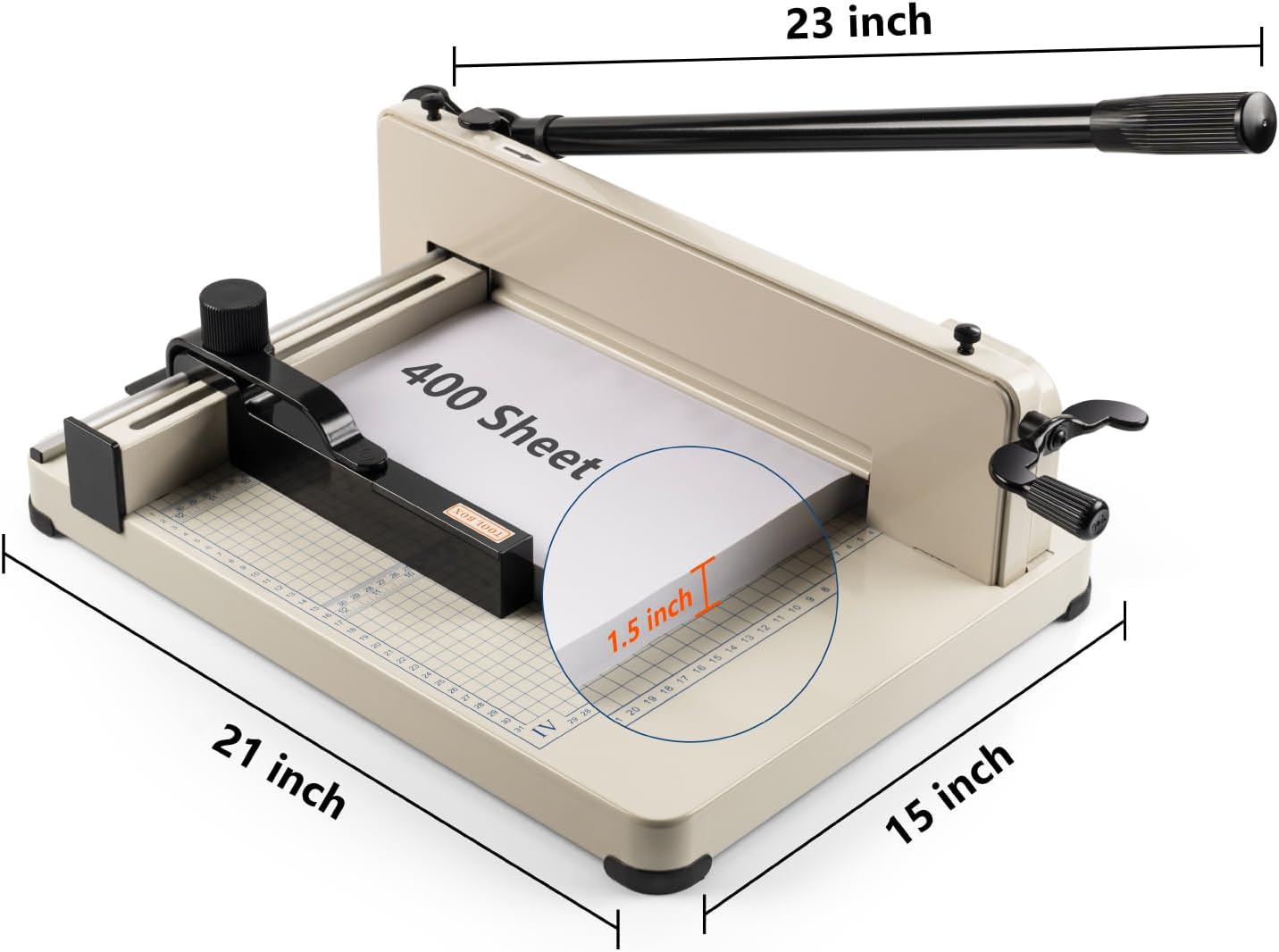 12" Heavy Duty Guillotine Paper Cutter - 400 Sheet Precision Cutting, Safety Lock Blade & Rapid Stack Processing for Office/School, Solid Steel Construction 12"-Heavy Duty Paper Cutter