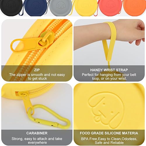 Miniatura 10 de Bolsa pequeña de silicona para perros, 2 bolsas de senderismo para perros y gatos, tamaño de bolsillo, fácil de limpiar, inodoro, diseño de