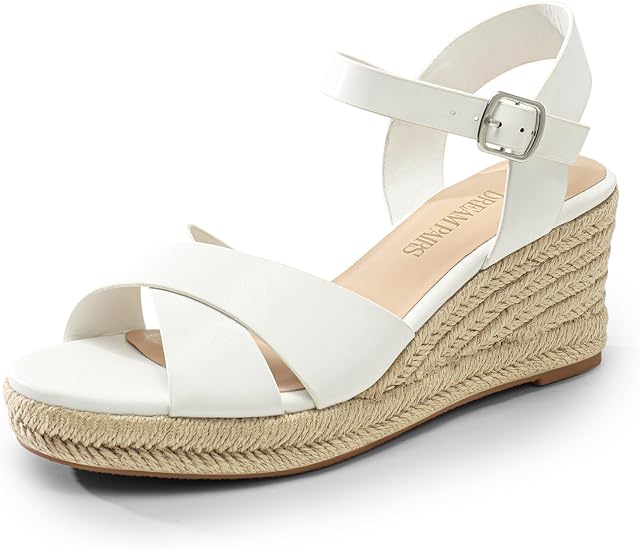 DREAM PAIRS Women's Wedge Sandals Platform Espadrilles | Cross Strap,Ankle Buckle,Dressy Summer Vacations