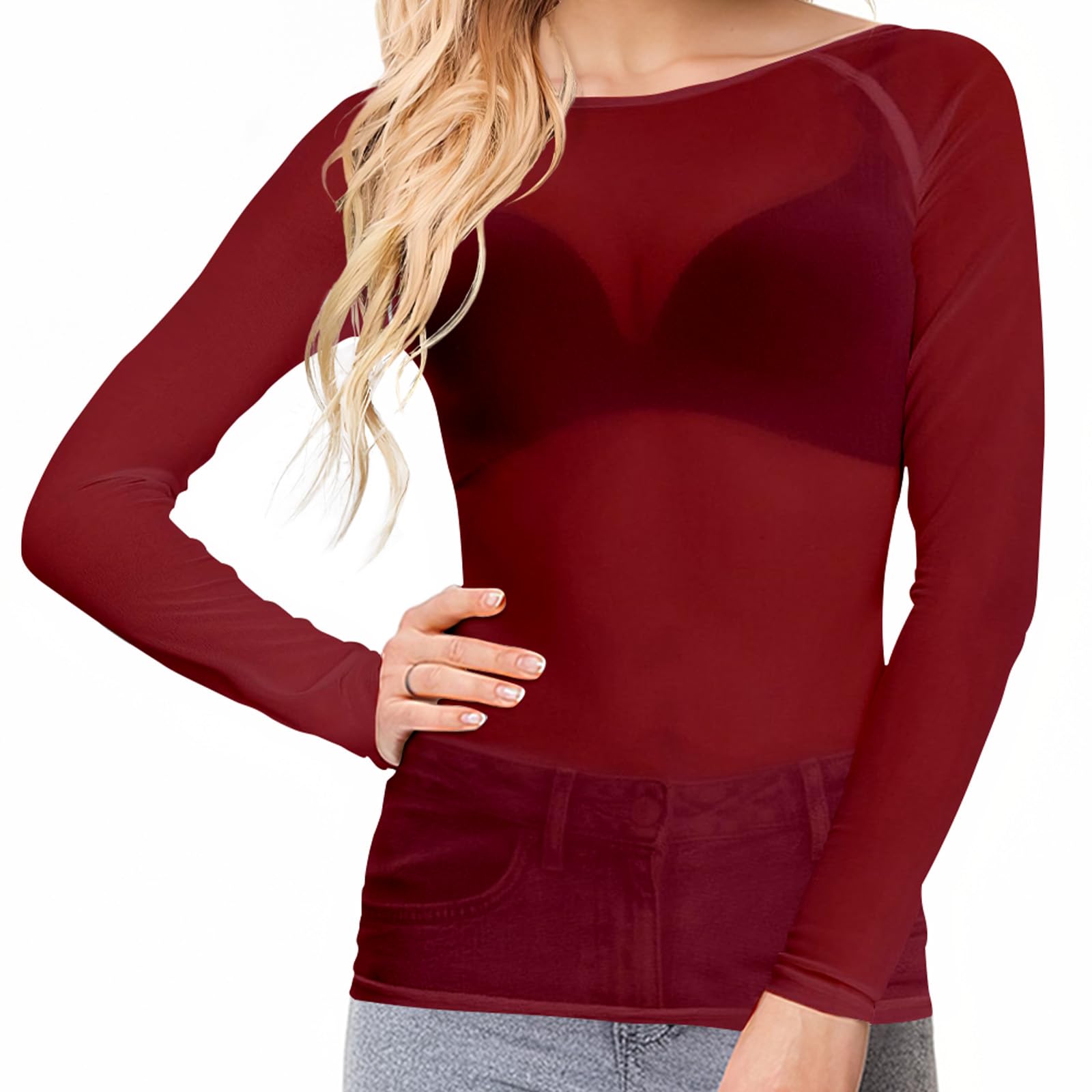 Buauty Sheer Tops for Women,Mesh Fishnet Tops Plus Size,Stylish and Sensational Mesh Blouses for Fashion-Forward Ladies