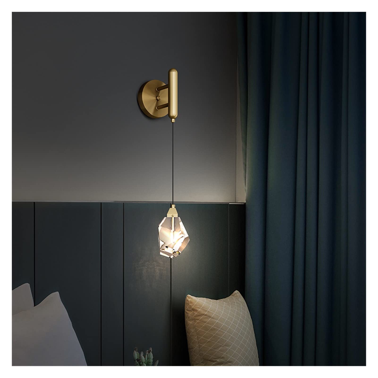 ZTCHSENZT Wall Sconces, Crystal Wall Lamp Small Chandelier Decoration Sconce Light Bedroom Bedside Living Room Luxury Copper Wall Lamp,Gold