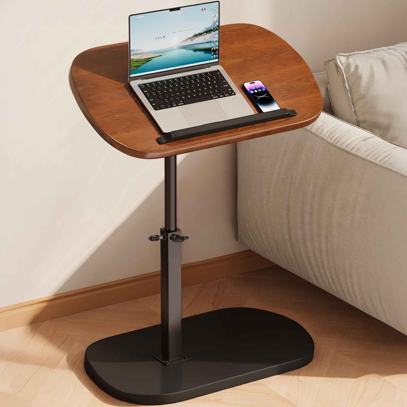 Mesa Auxiliar Forma C, Altura Ajustable – 45 * 30cm – Multifuncional para Uso En Sofás Y Camas, Función De Rotación A 360°, Superficie Resistente Al Agua Y Al Aceite, Laptops Y Comidas