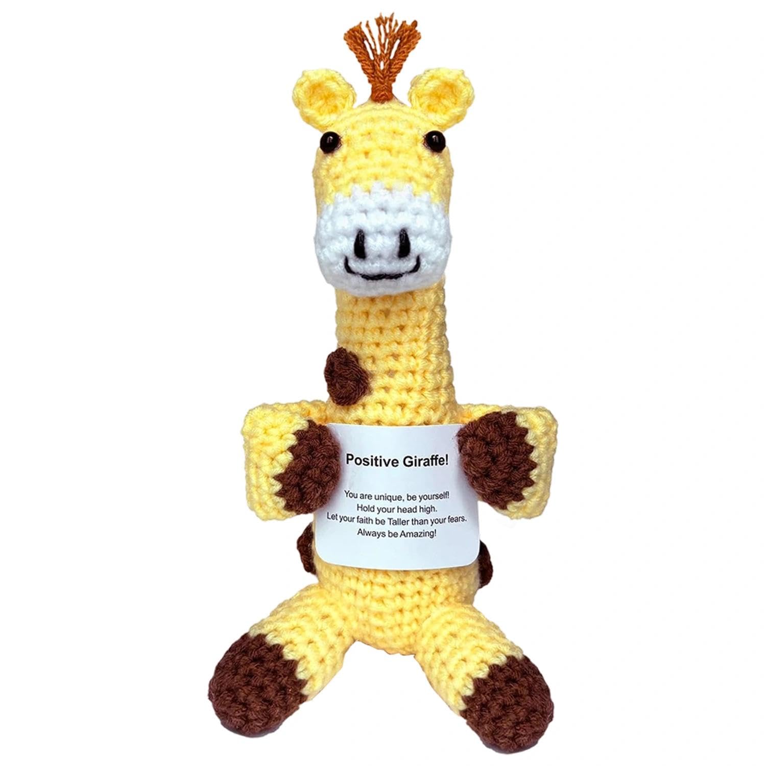 Vexilon Positive Crochet Animals, Emotional Support Gifts Crochet Giraffe, Positive Giraffe Gifts with Heartwarming Card for Friends, Coworker or School Students