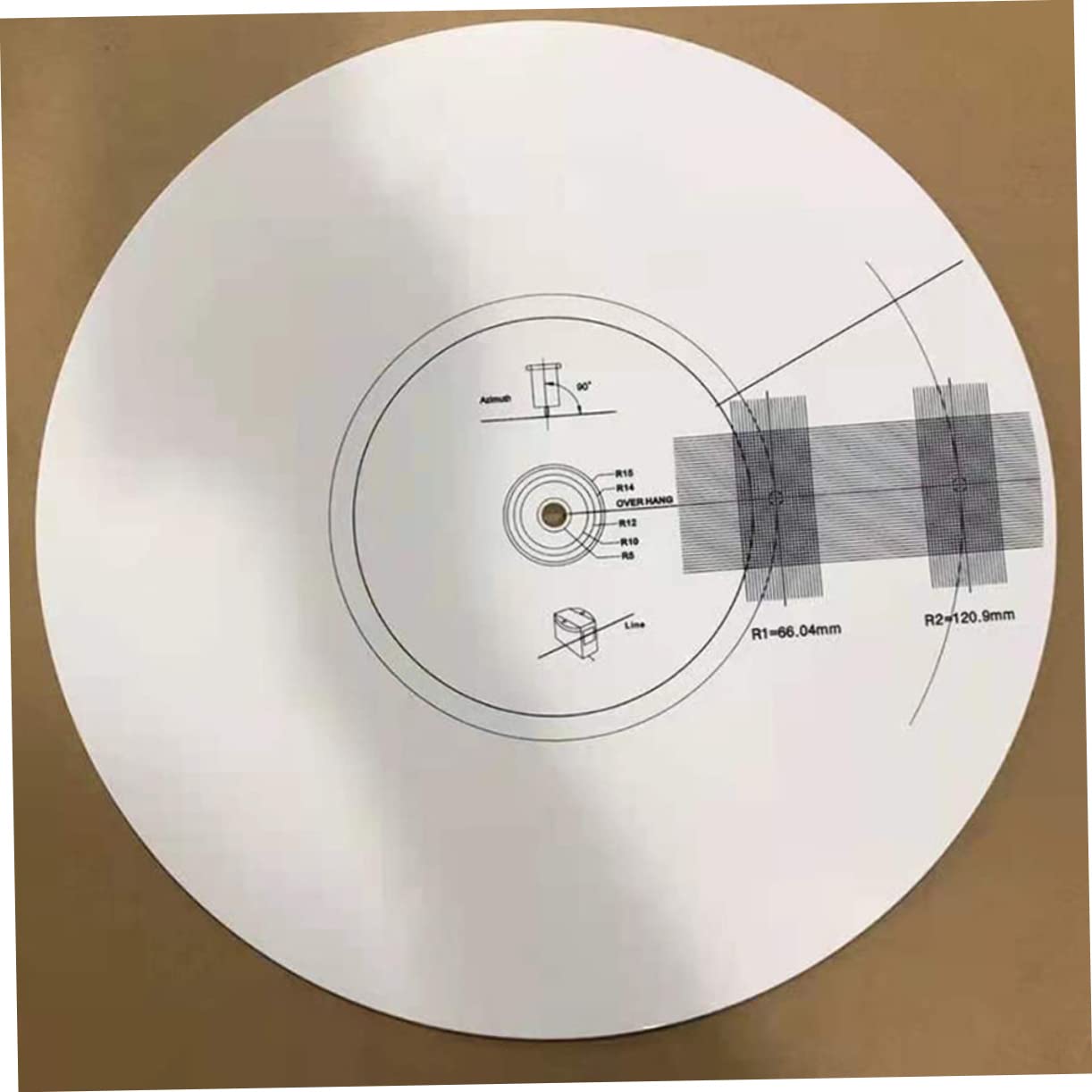 HEMOTON Disco di calibrazione dello stilo tappetino per giradischi in sughero calibrazione del pickup anti-scivolamento goniometro righello regolabile in acrilico alimentazione musicale
