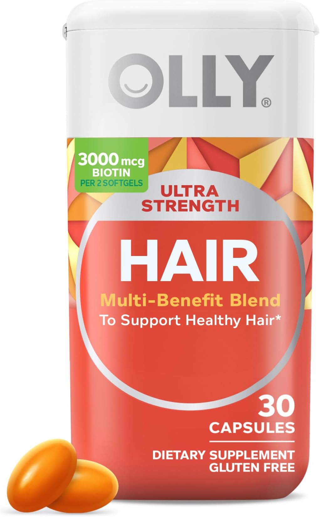 Ultra Strength Hair Softgels, Supports Hair Health, Biotin, Keratin, Vitamin D, B12, Hair Supplement, 30 Day Supply - 30 Count (Packaging May Vary)