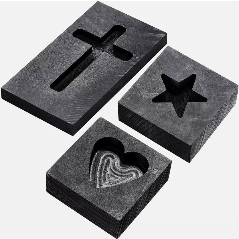 EatingBiting 3pcs Heart Star Cross Graphite Casting Ingot Mold Metal Refining Scrap Melting Casting Refining Scrap Ingot for Jeweler Tools