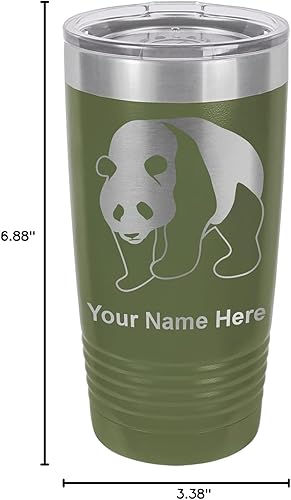 Miniatura 7 de LaserGram Vaso aislado al vacío de 20 onzas, oso panda, grabado personalizado incluido (camuflaje verde)