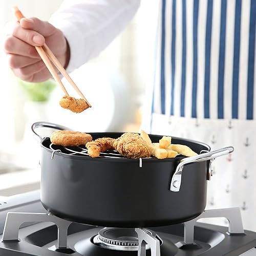 Miniatura 2 de tempura freidora Bote, Mini Sartén profunda con escurridor Mini Sartén profunda con sartén de aceite 8en