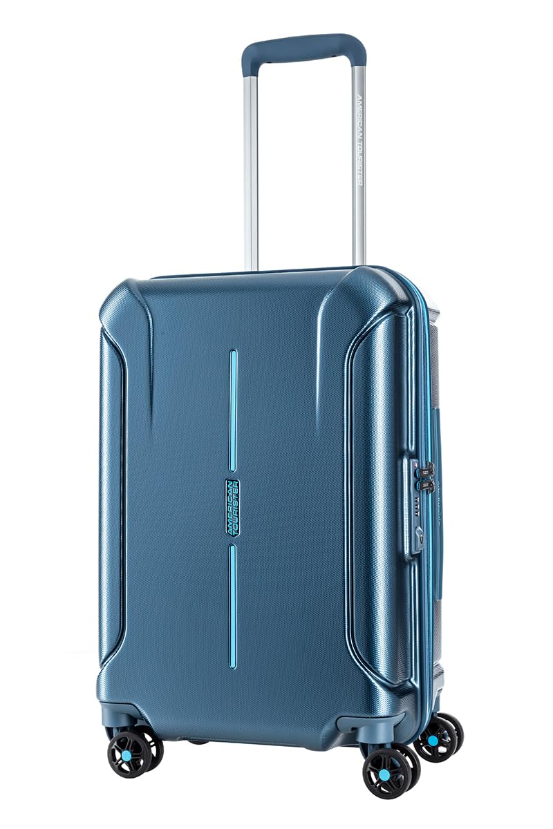 Technum Suitcase, Cabin Size, 4 Spinner Wheels, Hard Top, Polycarbonate, DuoSaf™ Security Zipper|Dual Tube Pull Handle|Expandable|TSA Lock - 3 Years International Warranty